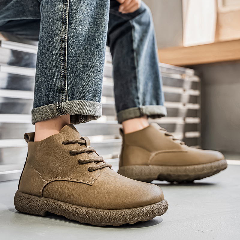 Men Shoes Designer - Men Ankle Boots Brown Short Boots