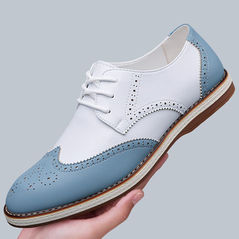 Mens White Blue Two Tone Brogu - đánh giá và giá Oxford Brogue Leather