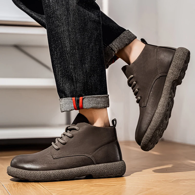 Men Ankle Boots Brown Short Bo - đánh giá và giá Men Shoes Designer