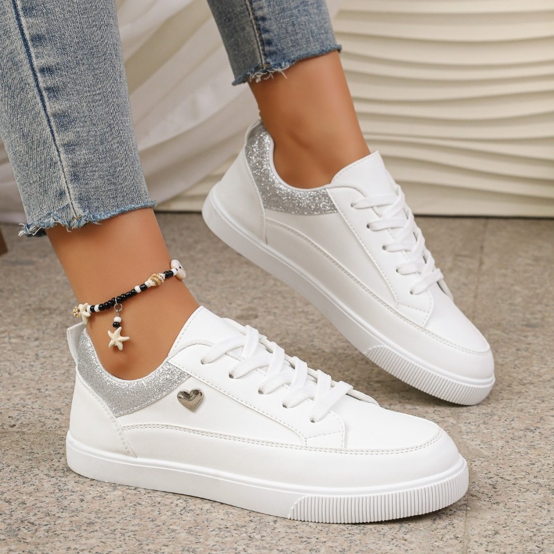 Women's White Glitter Heart Sn - đánh giá và giá Casual Sneaker Low