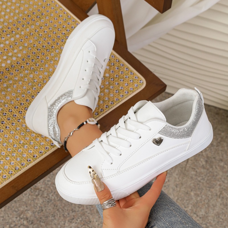 Women's White Glitter Heart Sn - đánh giá và giá Casual Sneaker Low