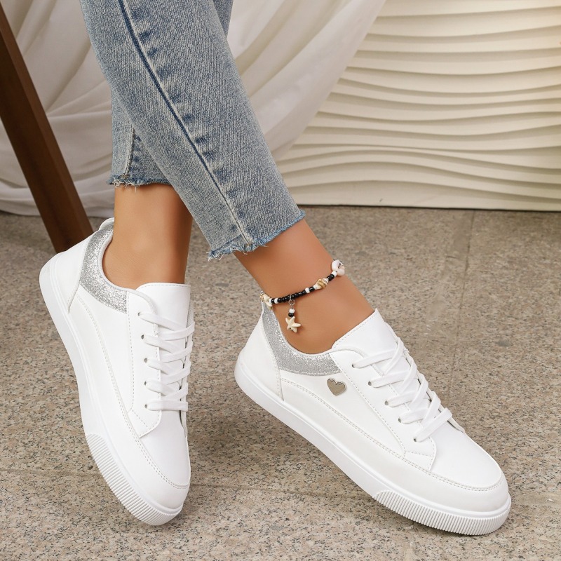 Women's White Glitter Heart Sn - đánh giá và giá Casual Sneaker Low