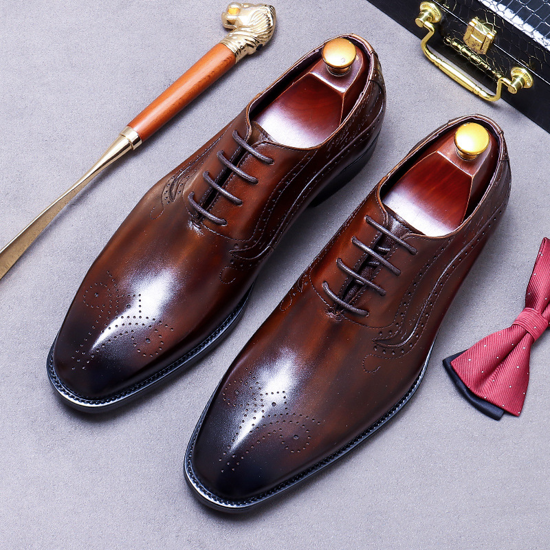 Men's Vintage Script Embossed  - đánh giá và giá Oxford Brogue Leather