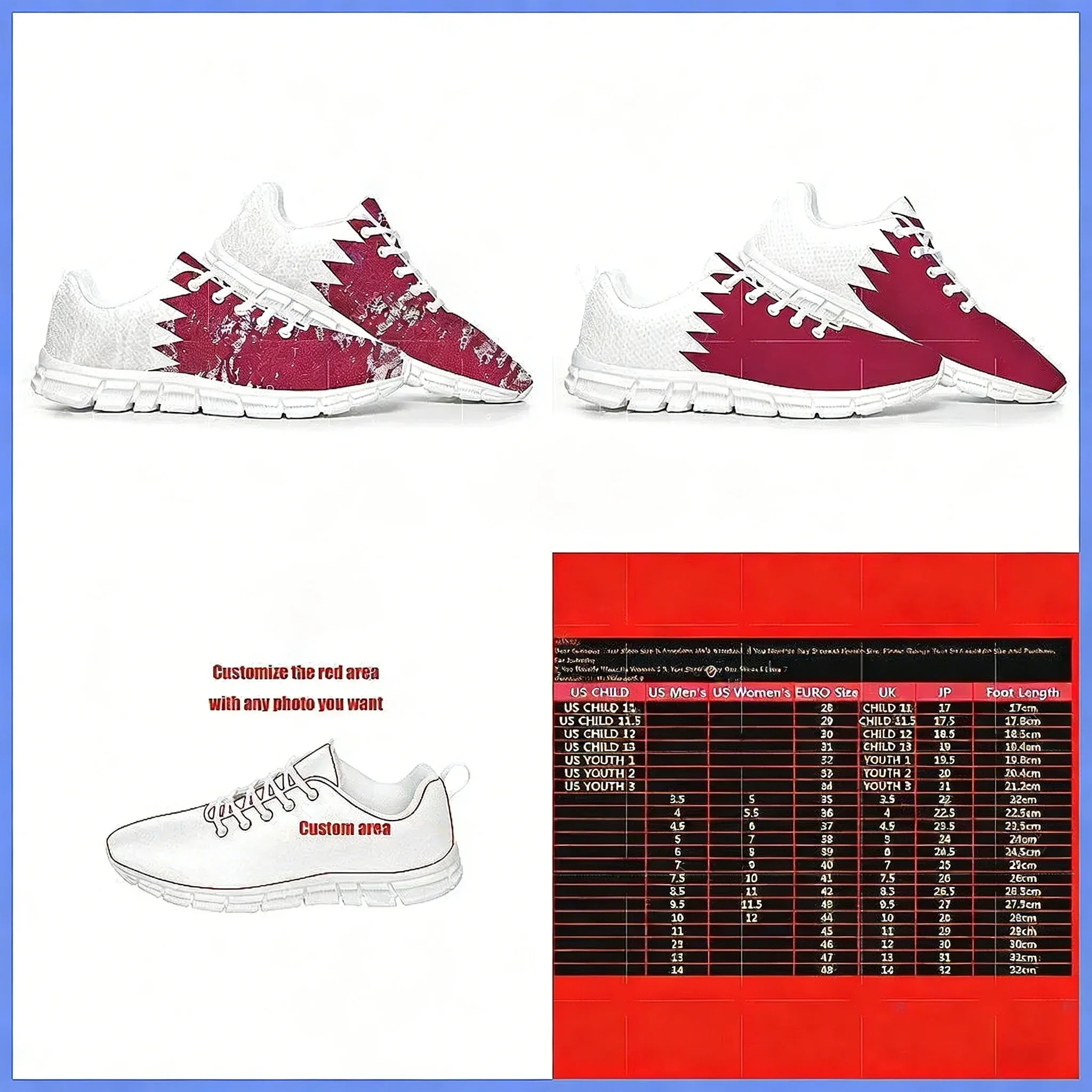 Qatar Flag Sports Shoes, Custo - đánh giá và giá Men Shoes Qatar
